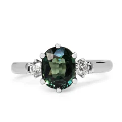 18ct White Gold Sapphire and Diamond 3 Stone Ring