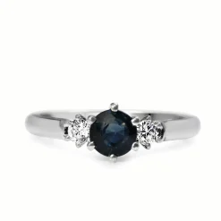 18ct White Gold Sapphire and Diamond 3 Stone Ring