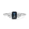 18ct White Gold Sapphire and Baguette Diamond 5 Stone Ring