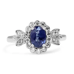 18ct White Gold Sapphire and Diamond Daisy Style Ring