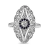 18ct White Gold Sapphire and Diamond Deco Style Ring
