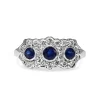 9ct White Gold Sapphire and Diamond Flower Style Ring