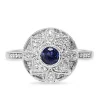 18ct White Gold Sapphire and Diamond Deco Style Ring