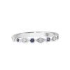 18ct White Gold Sapphire and Diamond Vintage Style Half Hoop Band Ring