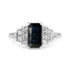 18ct White Gold Sapphire and Diamond Deco Style Ring