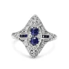 9ct White Gold Sapphire and Diamond Art Deco Style Ring