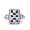 18ct White Gold Sapphire and Diamond Checkerboard Ring