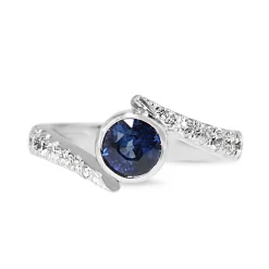 18ct White Gold Sapphire and Diamond Twist Ring