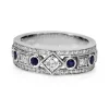18ct White Gold Sapphire and Diamond Deco Style Band Ring