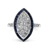 9ct White Gold Sapphire and Diamond Cluster Marquise Deco Style Ring