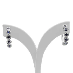 9ct White Gold Sapphire and Diamond Hoop Earrings