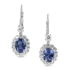 18ct White Gold Sapphire and Diamond Daisy Style Drop Earrings