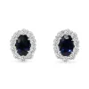 18ct White Gold Sapphire and Diamond Halo Stud Earrings