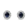 18ct White Gold Sapphire and Diamond Halo Stud Earrings