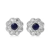 9ct White Gold Sapphire and Diamond Daisy Style Stud Earrings