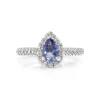 18ct White Gold Sapphire and Diamond Pear Halo Ring