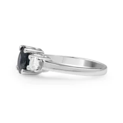 18ct White Gold Sapphire and Diamond 3 Stone Ring