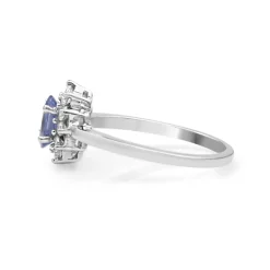 18ct White Gold Sapphire and Diamond Halo Ring
