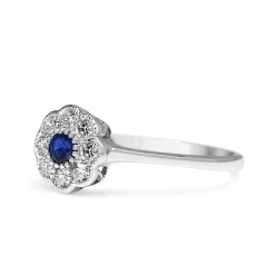 9ct White Gold Sapphire and Diamond Daisy Ring