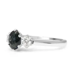 18ct White Gold Sapphire and Diamond 3 Stone Ring