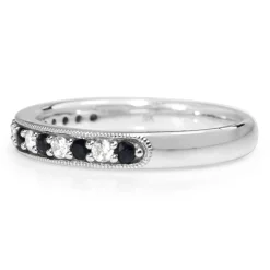 9ct White Gold Sapphire and Diamond Band