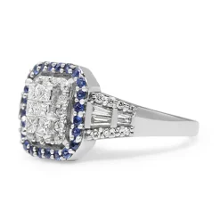 14ct White Gold Sapphire and Diamond Cluster Ring
