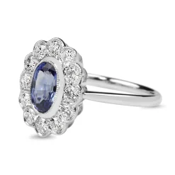 18ct White Gold Sapphire and Diamond Daisy Ring