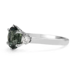 18ct White Gold Sapphire and Diamond 3 Stone Ring