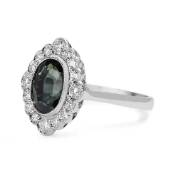 18ct White Gold Sapphire and Diamond Daisy Style Ring