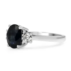 18ct White Gold Sapphire and Diamond 3 Stone Ring