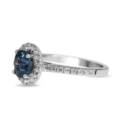 18ct White Gold Sapphire and Diamond Halo Ring