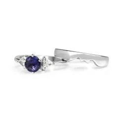 18ct White Gold Sapphire and Diamond Ring Set