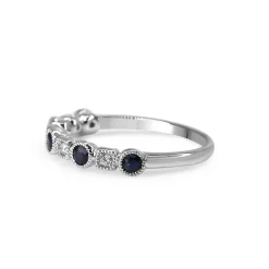 9ct White Gold Sapphire and Diamond Band Ring