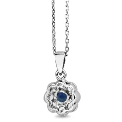 9ct White Gold Sapphire and Diamond Daisy Necklace