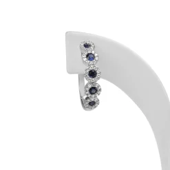9ct White Gold Sapphire and Diamond Hoop Earrings