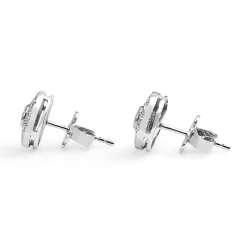 18ct White Gold Sapphire and Diamond Halo Earrings