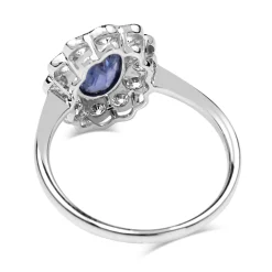 18ct White Gold Sapphire and Diamond Daisy Ring