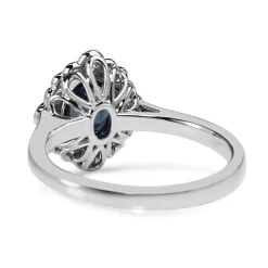 18ct White Gold Sapphire and Diamond Daisy Style Ring
