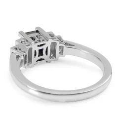 18ct White Gold Sapphire and Baguette Diamond 5 Stone Ring