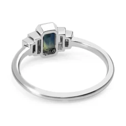 18ct White Gold Sapphire and Baguette Diamond 5 Stone Ring