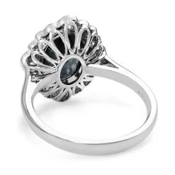 18ct White Gold Sapphire and Diamond Daisy Style Ring
