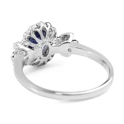 18ct White Gold Sapphire and Diamond Daisy Style Ring