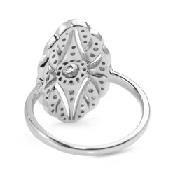 18ct White Gold Sapphire and Diamond Deco Style Ring