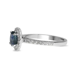 18ct White Gold Sapphire and Diamond Halo Ring