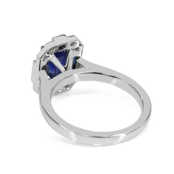 18ct White Gold Sapphire and Diamond Deco Style Ring