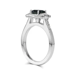 18ct White Gold Sapphire and Diamond Art Deco Style Halo Ring