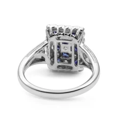 18ct White Gold Sapphire and Diamond Checkerboard Ring