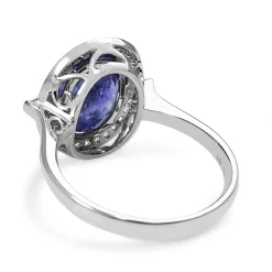 18ct White Gold Sapphire and Diamond Deco Style Ring