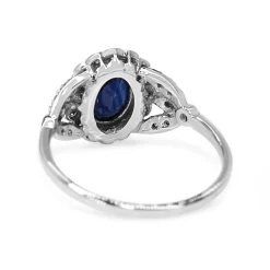 9ct White Gold Sapphire and Diamond Daisy Cluster Ring