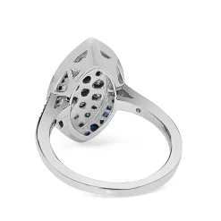 9ct White Gold Sapphire and Diamond Cluster Marquise Deco Style Ring